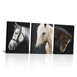 Horses Canvas Wall Art Black and White Horse Picture Prints Artwork For Home - Picture 1 of 6
