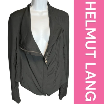Helmut Lang Womens Asymmetrical Shawl Collar Moto Style Jacket Black Size Medium - Image 1 of 4