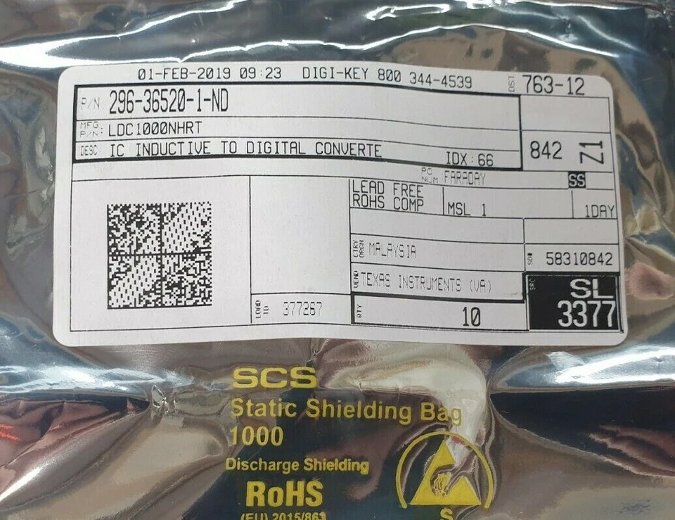 TEXAS INSTRUMENTS LDC1000NHRT IC INDUCTIVE TO DIGITAL CONVERT 10/PK (IN13S2) - Image 1 of 1