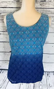 Camiseta sin mangas New York Company 7th Ave. pequeña para mujer encaje suave superposición forrada cuello en U - Imagen 1 de 10