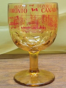 Vintage Toronto Kanada Bernstein Kelch Kelch Stiel Daumenabdruck Glas Wahrzeichen  - Bild 1 von 24
