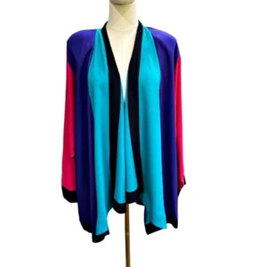 Oversize Staubmantel Color Block Rosa Lila Dopamin Festival Artsy Vintage 80er - Bild 1 von 8