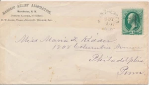 Masonic Relief Assoc. Manchester New Hampshire rimless machine cancel on cover - Picture 1 of 2