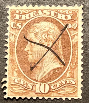 Travelstamps: US Stamps Scott #O77, 10 Cent Used No Gum Pen Cancel Treasury - Image 1 of 4