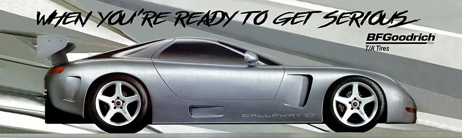 1995 Callaway C7 Silver Corvette Banner BF Goodrich REPRODUCTION 3'x10' - Image 1 of 1