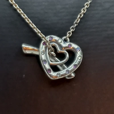 Collar ALE S925 PANDORA T Hueso Doble Corazón Colgante Foto 1 de 4