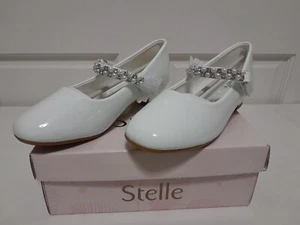 STELLE Girls Dress Shoes ST17 (White, 3ML) Straps Faux Crystals/Pearls NEW - Picture 1 of 12