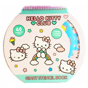 HELLO KITTY GIANT STENCIL Colouring Book 40 Pages Wits Stickers Poster -Assorted - Picture 1 of 4