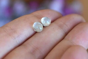 Raw Moonstone Tiny Stud Earrings Gemstone Surgical Steel Stud Cut Rough Gems - Picture 1 of 6
