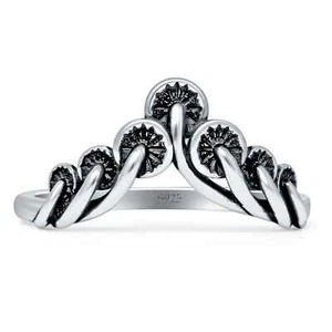 Pilze Chevron oxidierter Bandring 925 Sterling Silber 9,3 mm - Bild 1 von 11