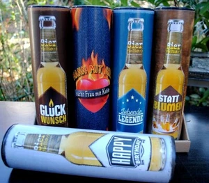 Bier -Geschenk-Verpackung mit Spruch...Flaschenbox..Dose mit Deckel..Karton..NEU - Bild 1 von 2