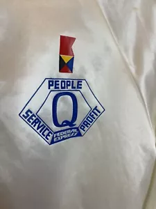 Vintage Federal Express White Satin Bomber Jacket Hartwell USA Mens Medium - Picture 1 of 6