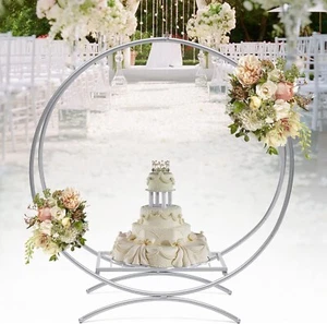 60cm Silver Round Wedding Cake Stand Metal Arch - Picture 1 of 4