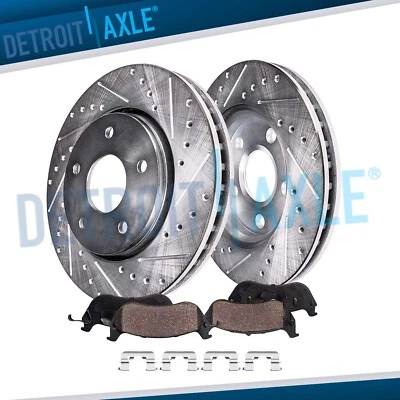 2.4L Front Drilled Rotors + Brake Pads for 2011-2015 Kia Optima Hyundai Sonata - Image 1 of 4