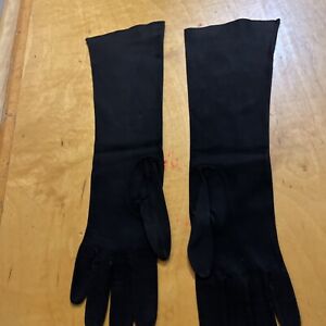 vintage long gloves black france  suede Size 7” KW