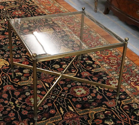 Small Solid Bronze Square French Maison Jansen Style End Coffee Table Beautiful! Cover