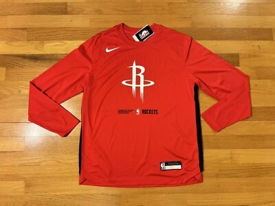 New L Nike Houston Rockets Team Player Issue Long Sleeve Shooting Shirt NBA Men - Image 1 of 4
