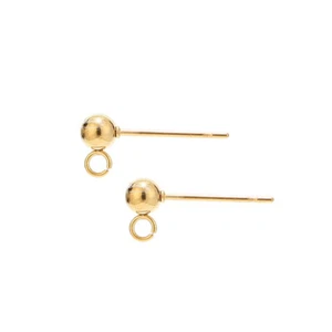 10pcs Stainless Steel Earring Posts Ear Stud ball With Horizontal Loop Connector - Picture 1 of 8