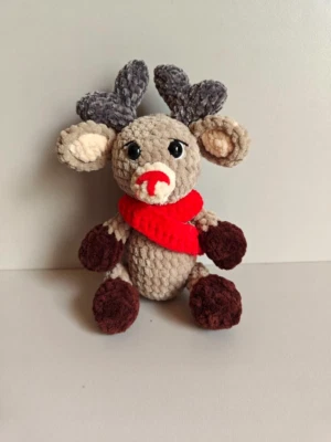 Reindeer Crochet Plush  Amigurumi Deer Doll  Handmade Christmas Gift 10 inc - Image 1 of 4