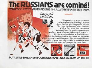 1979 NHL Challenge Cup "The Russians Are Coming" Wilkinson Sword Blades Print Ad