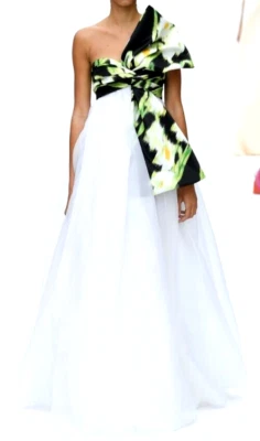 Carolina Herrera Primavera 2020 Pasarela Floral Lazo Vestido de Baile Largo Vestido de Noche EE. UU. 6 Foto 1 de 4