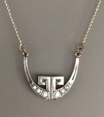 9901777 925er Argento Collana IN Stile Art Nouveau Geometrica Perline Swarovski - Immagine 1 di 3