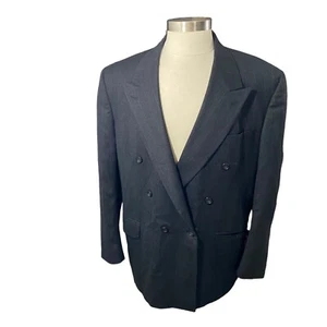 Oscar de la Renta Men Grey Pinstriped 100% Wool 1 Button Sports Jacket Sz 44R - Picture 1 of 11