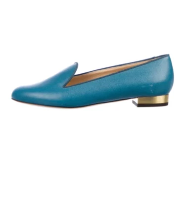 Zapatos planos Charlotte Olympia ABC azul piel de becerro grosgrain talla 38 euros  Foto 1 de 4