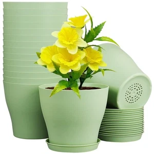 6 inch Plastic Nursery Pots,16 Pack Plant Pots for Small Indoor Outdoor Plant... - Picture 1 of 7