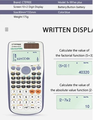 SCIENTIFIC CALCULATOR FX-991ES PLUS Mathematical Functions Textbook LCD CTIFREE  - Image 1 of 4