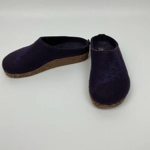 Haflinger Wool Clogs Womens 38 Purple Felt Cork Sole Slippers Cozy Cottagecore - Picture 1 of 12