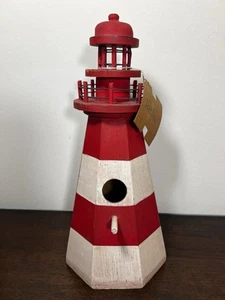 Vintage Faro Birdhouse Americana Patriottica 4 luglio COTTAGE 12” - Foto 1 di 14