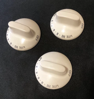 Lote de 3 perillas de control de quemador de gas Kenmore parte # 8053784 bisque - estufa Foto 1 de 3