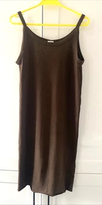 CLOSING DOWN SALE! LADIES H&M BROWN RIBBED SLEEVELESS BODY CON DRESS SZ LARGE - Picture 1 of 3