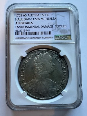 1765 AS Austria Taler HALL DAV-1122A M.THERSA AU Details NGC certified - Image 1 of 4
