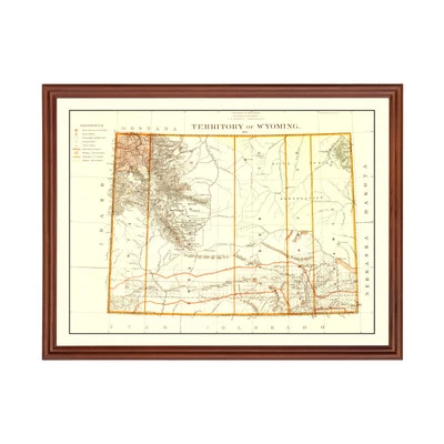 Old Map of Wyoming 1876 - Vintage Wyoming Art - Image 1 of 4