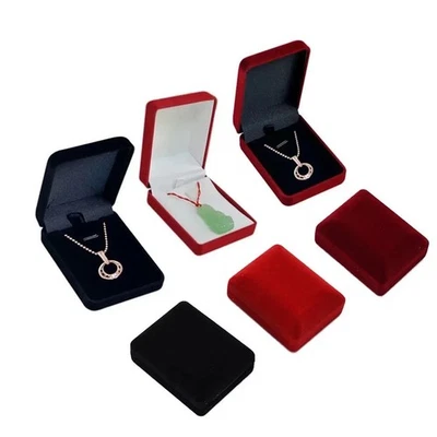 Velvet Necklace Box Pendant Jewelry Organizer Gift Box Storage for Trinkets UK - Image 1 of 4