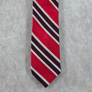 Ike Behar Red Purple Gray Stripe Geometric Repp Silk Executive Neck Tie Men's - Picture 1 of 7