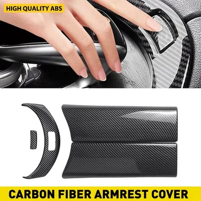 Para Mercedes Benz C180 C200 2015-20 Reposabrazos Fibra de Carbono Caja Cubierta Borde Decoración EE Foto 1 de 4