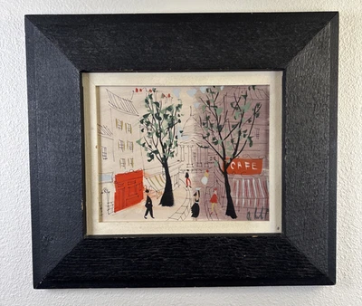 Vintage Original Watercolor Paris Cafe Street Scene Matisse Art Student Signed - Image 1 of 4