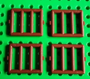 LEGO Brown Jail Prison Barred Windows x4 Cell Dungeon Grille Frames 6016 - Picture 1 of 3
