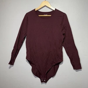 Old Navy Bodysuit Women’s 2X Raisin Arizona Long Sleeve Snap Closure Stretch - Picture 1 of 7