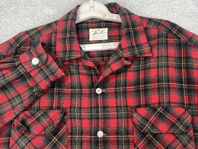 Vintage The Hunter Shirt Mens Large Red Plaid Flannel Wool Blend Made in Japan - Image 1 of 4