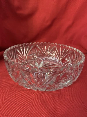 Bohemian Czech Vintage Crystal 9.25” Round Bowl Hand Cut 24% Lead Pointed Star - image 1 of 4