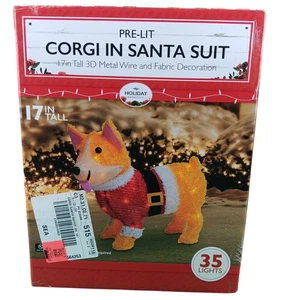 NEU Corgi im Weihnachtsmannanzug Weihnachtsdekoration beleuchtet Innen Außen Hof 17" - Bild 1 von 7