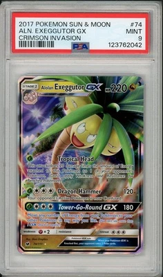 2017 Pokemon Sun & Moon Crimson Invasion Alolan Exeggutor GX #74 PSA 9 - Image 1 of 2