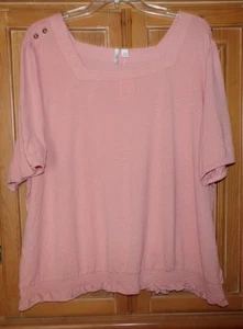 NWT CATO WOMENS SIZE 22/24W MAUVE PINK SHORT SLEEVE KNIT TOP SQUARE NECK - Picture 1 of 3