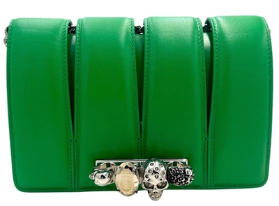 ALEXANDER McQUEEN SLASH CUT OUT SHOULDER BAG/CLUTCH GREEN LEATHER NIB RET $3290 - Image 1 of 4