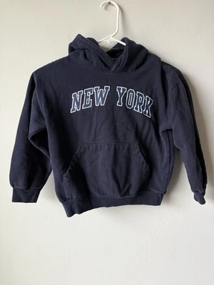 Vintage Boys New York Navy Hoodie with Pouch Size 6/8 Long Sleeve Pullover Sweat - Изображение 1 из 4