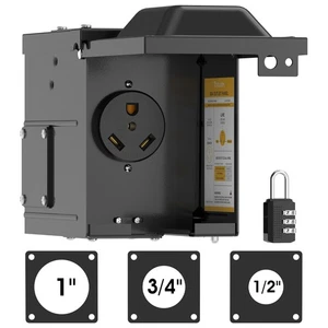 TOOLIOM 30A RV/EV Outlet Box NEMA TT-30R Lockable Weatherproof for Camper - Picture 1 of 9